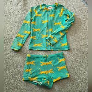 Hanna Andersson Green Swim Set 2pcs - girls size 10 - cheetah pattern